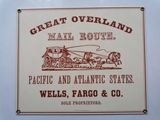Postschild, Mail Route,Postkutsche,Wells Fargo & Co, Emailschild, Emalie Schild