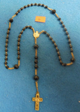 ?alt Rosenkranz?Gebetskette schwarz glänzend Glasperlen Perlen Glas ? H