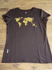 T-Shirt icebreaker pure merino Superfine lite 200 women m braun gelb Weltkarte 