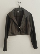 Bolerojacke Kunstwildleder mit Stoffärmeln Braun/schwarz Größe 40