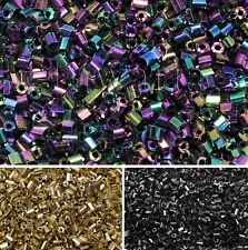 Rocailles Stiftperlen Metallic Glanz 2x2,5mm Röhrchen Perlen Glasperlen, RP-23