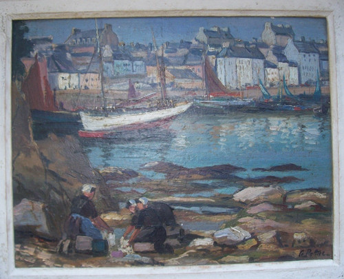 Gemälde gaston pottier - pottier, hafen