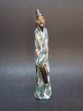 Tonfigur Chinese mit Schirm Keramik ca. 29 cm Shiwan Artistic Ceramic Factory?