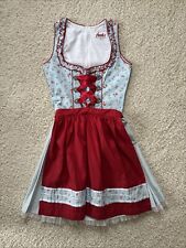 Fuchs Dirndl 34 Rot Hellblau Schürze