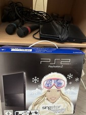 Sony PlayStation 2 4 GB Schwarz, PAL, SCPH-90004 CB Mit Singstar Aprés-Ski Party
