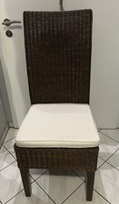 6 Rattanstühle Hochlehner Korbstühle /, Dunkelbraun mit Sitzkissen 