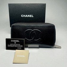 CHANEL Authentic Big CC Caviar Leather Continental Wallet Black w/ Card