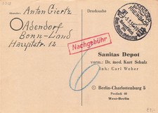 133779) 5309 Adendorf über Rheinbach, Landpost-Werbestempel auf Nachgebühr-Blg