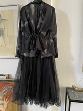 Rundholz Black Label zauberhafte hauchdünne Bluse Schwarz gemustert Gr. XL Cotto