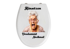 WC-Toiletten Deckel Schreiende Oma Aufkleber-Sticker-Tür-Fun-Bad-Wandtattoo -TOP
