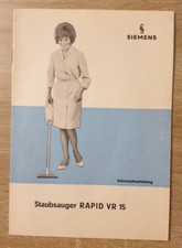 Siemens - Staubsauger RAPID VR 15 – Gebrauchsanleitung - ALT - Rarität?