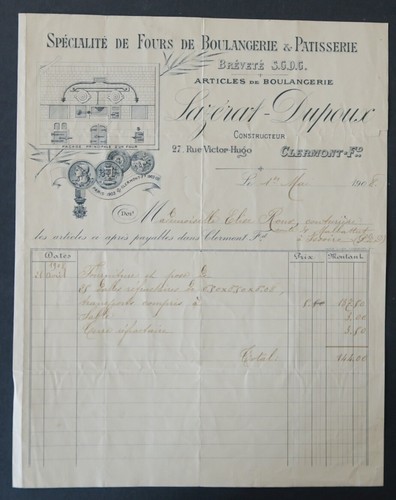 Rechnung 1908 lazerat dupoux - lazerat,