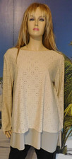 schöner Damenpulli / Tunika/ Bluse Gr. XL- beige mit Lochmuster und Unterkleid