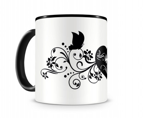 Blumenranke mit herz - herz, tasse