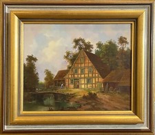 "Fachwerkkate am See“,   feines, signiertes Ölgemälde