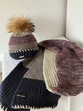 Seeberger 2erSet Grobstrick Schal m. Mütze Einheitsgr. Echtfellbommel abn. NEU