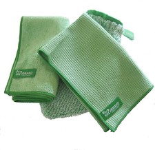 Jemako 3er Set GRÜN Profituch 40x45 cm Trockentuch 45x60 cm Reinigungshandschuh