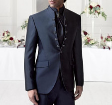 Neu Herren Anzug Smoking Bestmen Rund Kragen Bräutigam Hochzeit Party Formelle