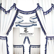 LKW Gardinen-Set ANTJE 10-teilig Mercedes Actros MP5 Giga Space in Weiß-Blau W01