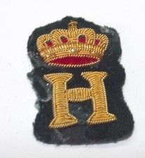 Applikation zum Aufnähen Militär H Krone Bouillon Stickerei
