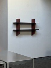 Jean Prouvé Vitra Rayonnage Mural Shelf Red Dark Oak  Design 1936 Prouve