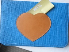 Federmappe Vintage mit Leder-Herz - Einsteckfach,außen Leinen, aus Sammlung!