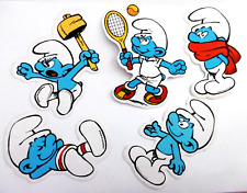 5 Stück Aufkleber Schlumpf Faulpelz Wut Hammer Tennis Erkältung Smurfs 80er