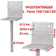 Pfostenträger L-Form 120x120x120 Pfostenstütze Pfostenhalter Stahl Ausverkauf