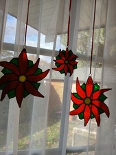 3 Fensterbilder Bleiverglasung Sterne Christsterne neu