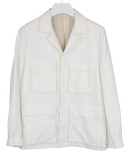 Suitsupply Vasto Jacke Herren UK 38 Geknöpft Reines Leinen Kordelzug Taille Weiß