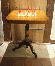 Biedermeier Schachtisch, reich