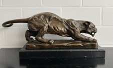 Große Panther Skulptur aus Bronze – Barye Stil – 58 cm – Marmorsockel – Deco