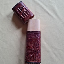 Zigarrenetui, 3er aus geprägten Leder/Zedernholz