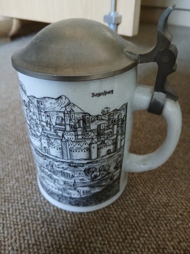 Bierkrug zinndeckel ratisbona - bierkrug,