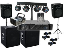 DJ Komplett Set 18  Anlage Nebel LED Licht Verstärke Musikanlage 38cm Subwoofer