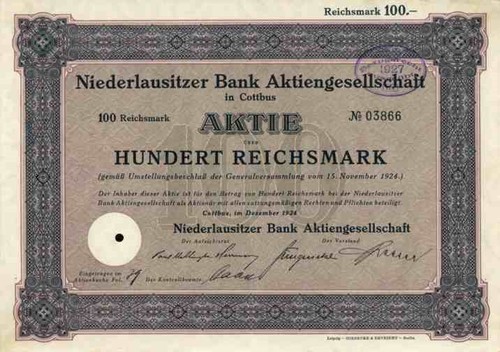 Niederlausitzer bank 1924 - bank,