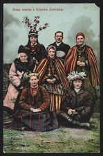 Ansichtskarte Polnische Männer und Frauen in Tracht, Gruppenbild 1917 