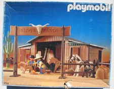 PLAYMOBIL 3768 SILVER RANCH in OVP 1987 Western Cowboy Pferde Zubehör Figur