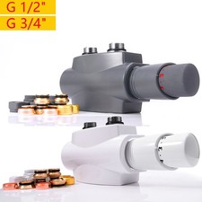 Badheizkörper Multiblock Hahnblock Armatur Set Mittelanschluss Thermostatkopf DE