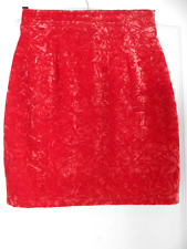 Minirock rot Pannesamt Knitteroptik Bund angeschnitten festlich Damen 36 Skirt