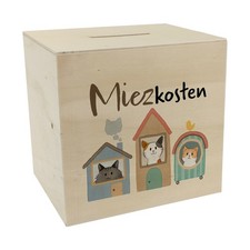 Katzen Spardose aus Holz mit