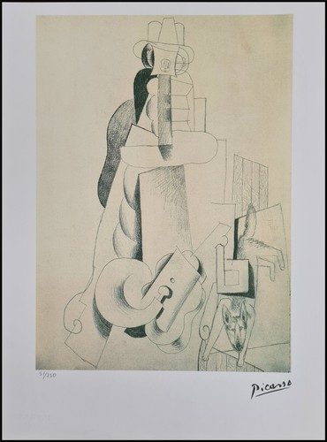 Pablo picasso man with dog - with,