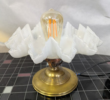 Milchglas LAMPE  RÖCKCHENSCHIRM Opalinglas Jugendstil um 1910-1920