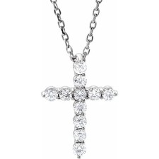 1/4 kt Diamant Kreuz Damen 14k Weißgold Anhänger Halskette 1/2" hoch