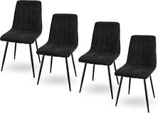 4x Esszimmerstühle Küchenstühle Leinenstoff mit Eisenbeinen gepolstert schwarz