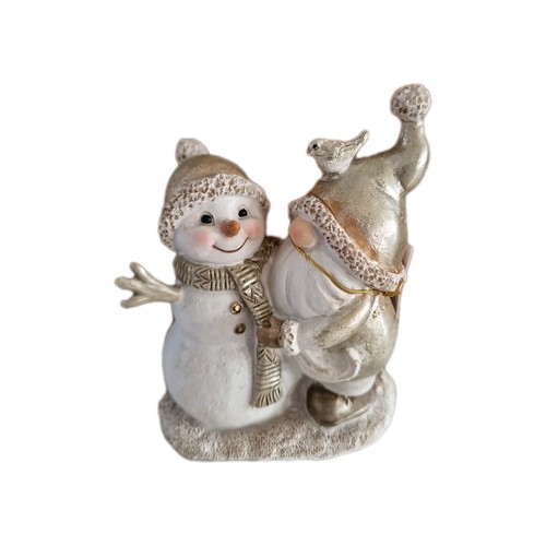 Wichtel mit schneemann - schneemann, 12x10cm