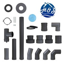 Pelletrohr Ø 100 mm Bogen Rohr Erweiterung Dichtung Rosette Pellet Rauch Rohr