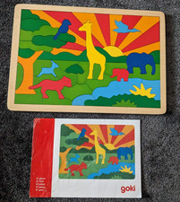 Einlegepuzzle Holzpuzzle Motiv Afrika mit Tiermotiven von GOKI 57 Teile