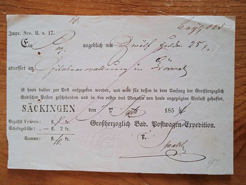 Bad säckingen alt post - sÄckingen, alt-post-schein