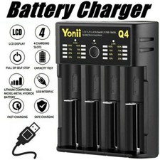 Akku ladegerät 4 Slots Batterieladegerät LCD Display Universal für Li-ion 18650